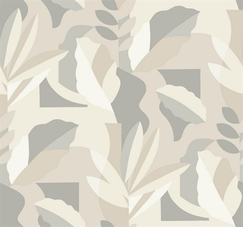 Papier Colle Neutral Modern Tropical Wallpaper