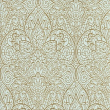 Light Blue & Gold Metallic Foil Paradise Floral Wallpaper