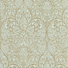 Light Blue &amp; Gold Metallic Foil Paradise Floral Wallpaper