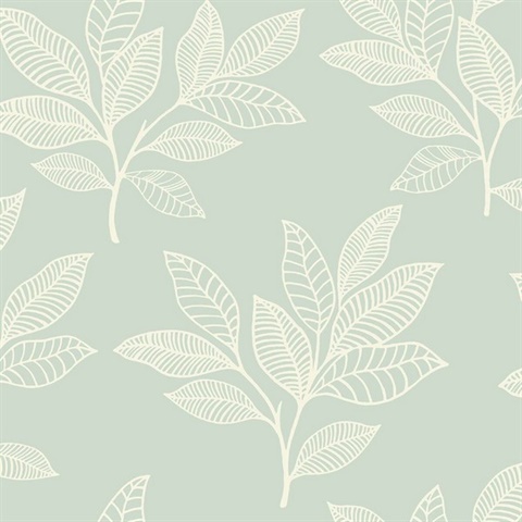 Paradise Leaves Mint Green Wallpaper