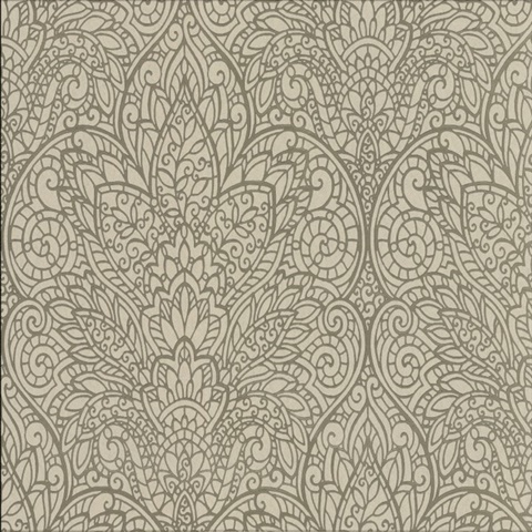Cream & Gold Metallic Foil Paradise Floral Wallpaper