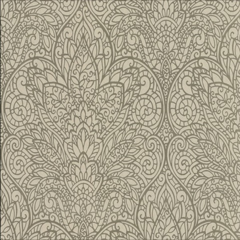 Cream & Gold Metallic Foil Paradise Floral Wallpaper