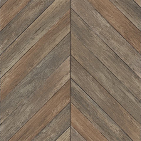 Parisian Chestnut Chevron Wood Wallpaper