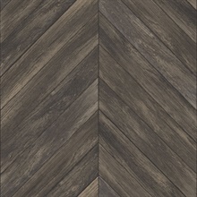 Parisian Dark Brown Parquet Herringbone Wood Wallpaper