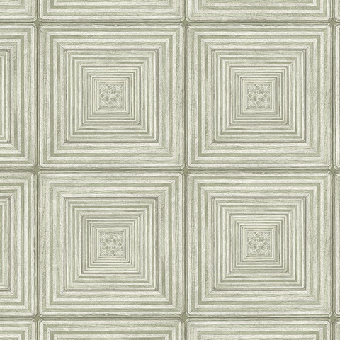 Parquet Geometric Light Green Wood Squares Wallpaper