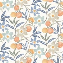 Passiflora Blue Fruit and Floral Wallpaper