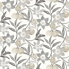 Passiflora Charcoal Fruit and Floral Wallpaper