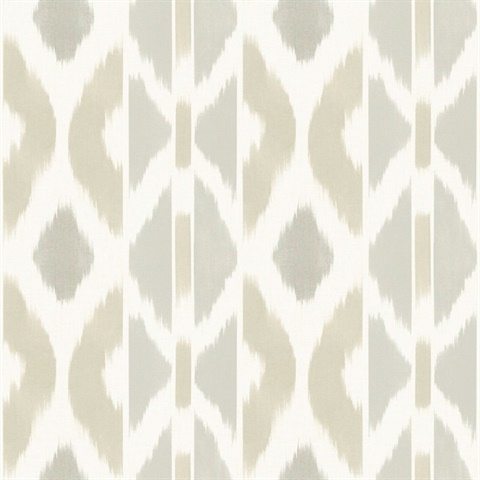 Patan Beige Ikat Diamond Wallpaper