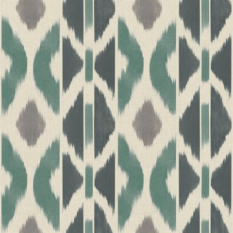 Patan Indigo Ikat Diamond Wallpaper