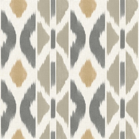 Patan Taupe Ikat Diamond Wallpaper