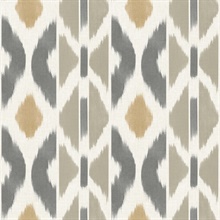 Patan Taupe Ikat Diamond Wallpaper
