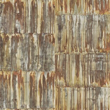 Patina Brass Faux Metal Panels Wallpaper
