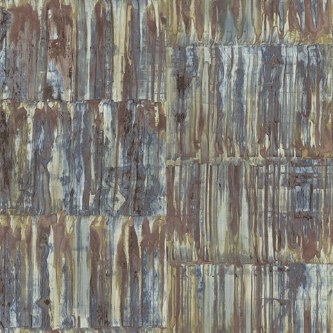 Patina Panels Multicolor Metal Wallpaper