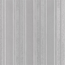 Classic Stripe Emboss Silver Wallpaper