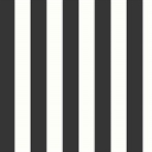 Formal Thin Stripe Black Silver and White Wallpaper