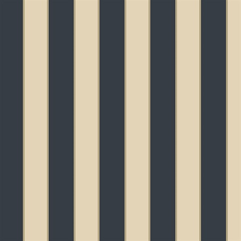 Formal Thin Stripe Navy Blue and Cream Wallpaper