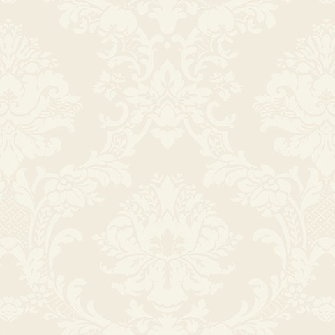 Small Floral Damask Beige Wallpaper