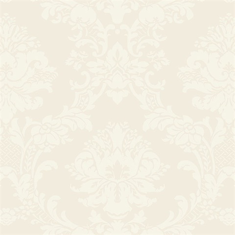 Small Floral Damask Beige Wallpaper