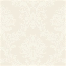 Small Floral Damask Beige Wallpaper