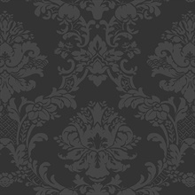 Small Floral Damask Black Wallpaper