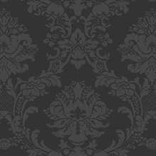 Small Floral Damask Black Wallpaper