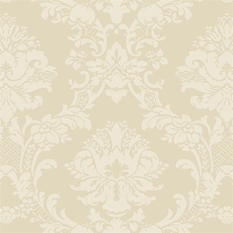Small Floral Damask Cream Wallpaper