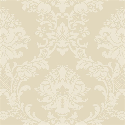 Small Floral Damask Cream Wallpaper