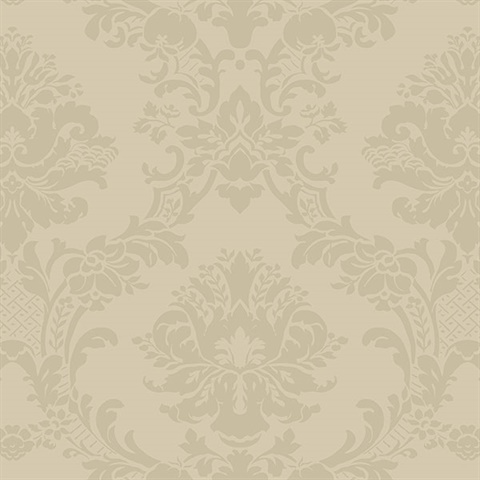 Small Floral Damask Gold Wallpaper