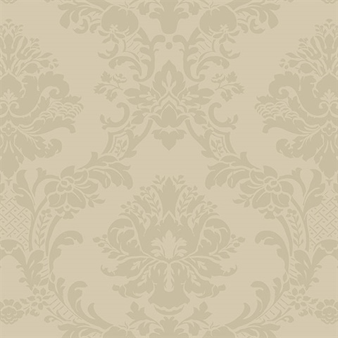 Small Floral Damask Gold Wallpaper