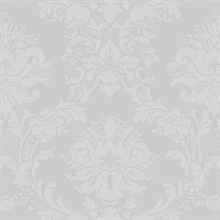 Small Floral Damask Silver Wallpaper
