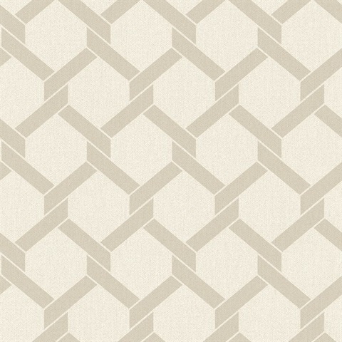 Payton Beige Textured Hexagon TrellisWallpaper