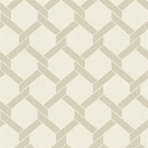 Payton Beige Textured Hexagon TrellisWallpaper