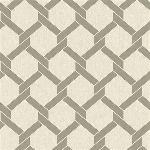 Payton Taupe Textured Hexagon TrellisWallpaper