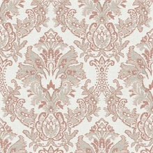 Peach Bold Borcade Damask Wallpaper