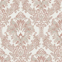 Peach Bold Borcade Damask Wallpaper