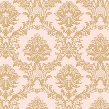 Peach Ornate Classic Damask Wallpaper