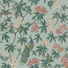 Peacock Estate Blue Wallpaper