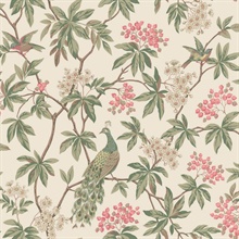 Peacock Estate Cream Wallpaper