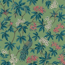 Peacock Estate Green Wallpaper