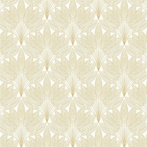 Peacock Leaves Botanical Metallic Gold Peel and Stick Wallpaper