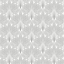 Peacock Leaves Botanical Metallic Silver Peel and Stick Wallpaper