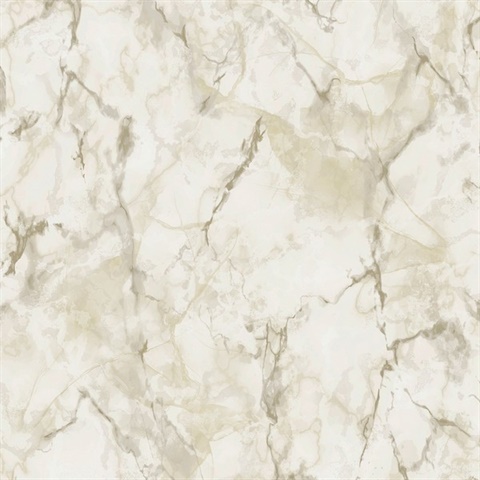 Pearl & Beige Faux Marble Wallpaper