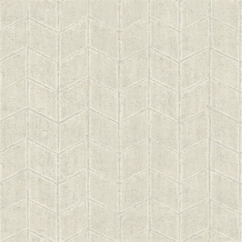 Pearl Grey Flatiron Geometric Textured Faux Stone Tile Wallpaper