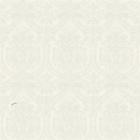 Pearl Italian Damask Textured Aurora Wallpaper