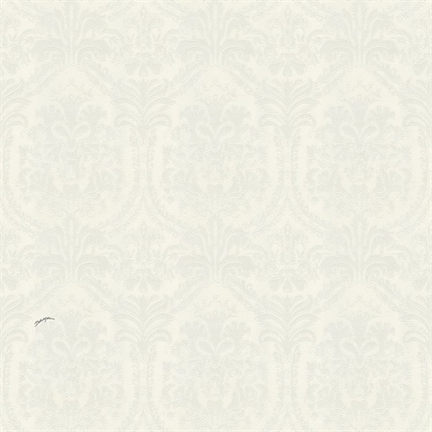 Pearl Italian Damask Textured Aurora Wallpaper