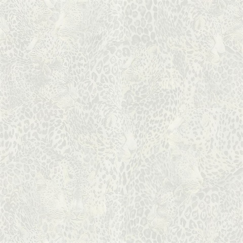 Pearl Leopard Face Toile Wallpaper