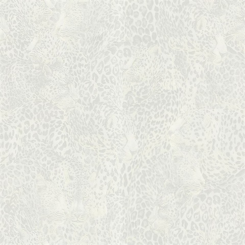 Pearl Leopard Face Toile Wallpaper