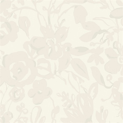 Pearl Painterly Brushstroke Floral Wallpaper