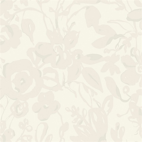 Pearl Painterly Brushstroke Floral Wallpaper