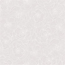 Pearl Textured Large Linework Floral Wallpaper